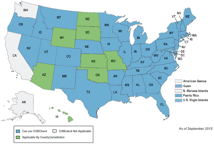 COMcheck Use Map